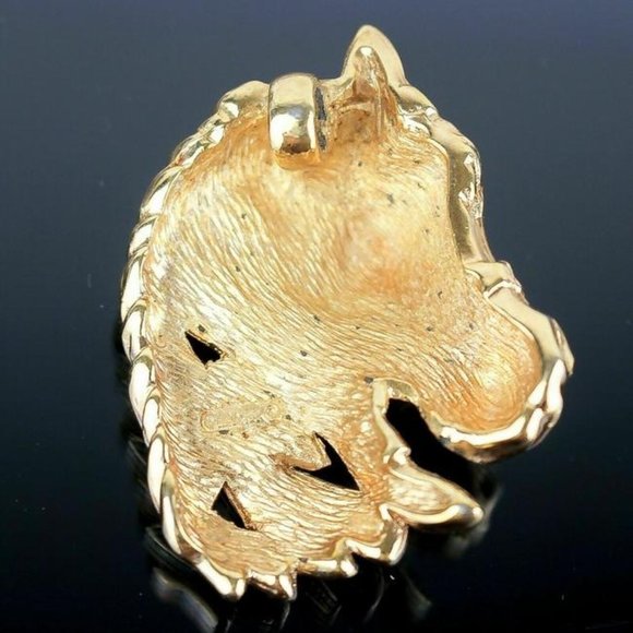 DIOR Horse Pendant in Gold with Clear Rhinestones - Picture 4 of 9